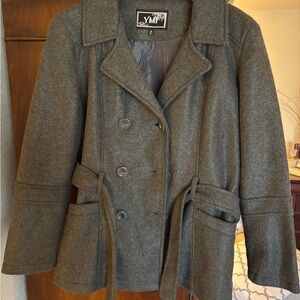 YMI Women's Charcoal Pea Coat